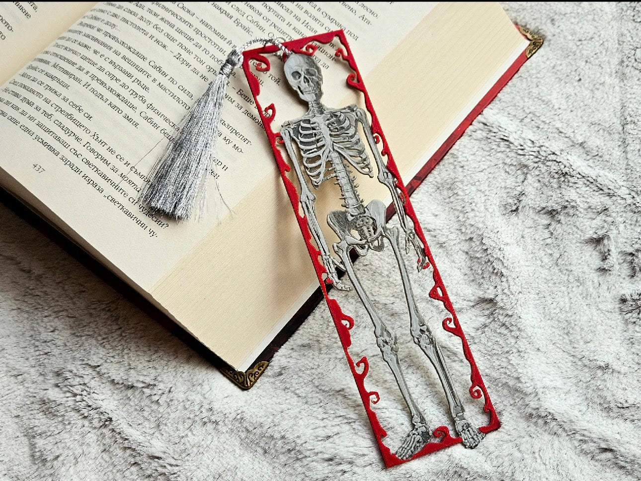 Cut out skeleton bookmark